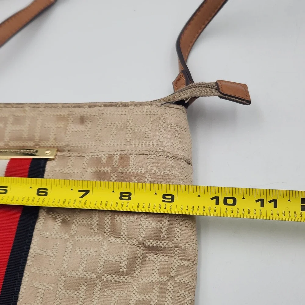 Tommy Hilfiger Crossbody Purse Beige Logo Stripe Small‎ Bag